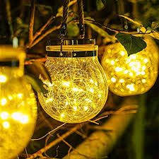 Solar Lantern Outdoor Hanging Solar Light Mason Jar Light 1pack Waterproof Solar Table Lamp Crack Glass Globe Garden Farmhouse Goals