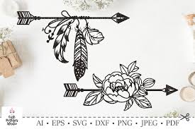 Caluya design's svg cut file & font downloads are 100% free for personal use. Set Of Arrows With Feathers Flowers Svg Bundle Boho Style 227598 Svgs Design Bundles