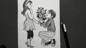 After creating (writing your name on greeting card photo) cartoon romantic couple pictures you will like and love it. Valentine S Day Drawing How To Draw Romantic Love With Pencil Sketch Step By Step Youtube
