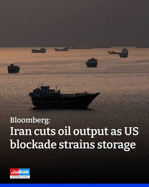 Iran has begun curbing oil production as the US naval blockade tightens around its oil trade, with exports plunging, storage filling and tankers gathering near the country's main export hub, Bloomberg