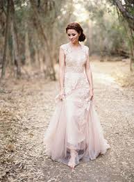 Blush Dress With Lace Details On Chiffon Wedding Dresses Lace Lace Wedding Dress Vintage Blush Wedding Dress