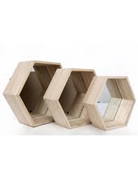 3 étagères hexagonales en bois loisirs créatifs de etagere hexagonale bois photo. Etageres Murales Hexagonales X3 En Bois Avec Miroir Livraison Rapide