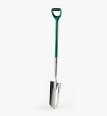 A trench shovel should be narrow in design and feature perfectly straight sides and a pointed end. Stainless Steel Transplant Spade Lee Valley Tools