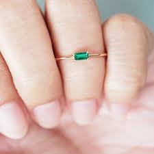 Dainty Emerald Ring 14k Minimalist Ring Simple Engagement Ring Natural Emerald Ring Simple Engagement Rings Natural Emerald Rings Emerald Engagement Ring