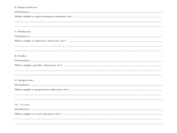 direct and indirect characterization lesson plans worksheets