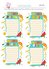Menu Equilibre A Imprimer Menu Equilibre Menus Jeux A Imprimer
