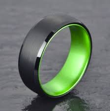 Black And Green Wedding Rings Black Tungsten Wedding Band Pristine Green Gold Tungsten Wedding Bands Black Tungsten Rings Tungsten Wedding Bands