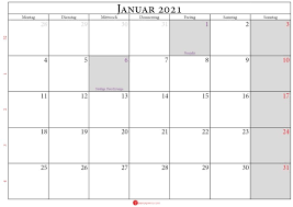 Download montaskalender 2021 zum ausdrucken als pdf, excel und word. Kalender Januar 2021 Vorlagen Kostenlos Calendarena