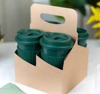 Cup Carrier 7.25X7X9.25 IN 4 Compartment Paper Brown For 4 ...