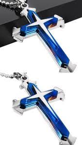 Thin Blue Line Silver Cross Pendant Necklace Thin Blue Lines Silver Cross Pendant Silver Cross