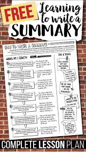 A Free Lesson Plan With Worksheets And Handout For Teaching Summary Writing Great For Grades 7 To Teaching Summary Writing Teaching Summary Writing Lessons