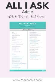 Easy 17 Key Kalimba Tabs All I Ask By Adele Numbered Notation All I Ask Music Notes Notations