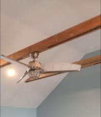 A ceiling fan is a great way to stay cool at home, with or without an air conditioner. Hanging A Ceiling Fan From Suspended Faux Beams Barron Designs