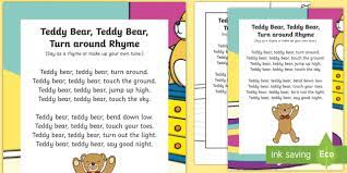 Teddy bear illustration graphy, teddy bear design, png material, mammal png. Teddy Bear Nursery Rhyme Lyrics Poster Twinkl