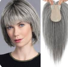 FlufyMooz 100% Human Hair 12” Gray Hair Tooper Women Wigs