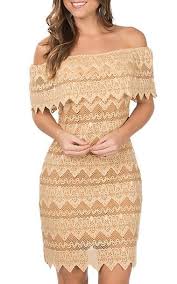 Lucky Blessed Womens Cream And Mocha Lace Dress