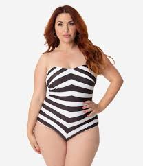 Black And White Bathing Suit Barbie Barbie X Unique Vintage Plus Size Black White Chevron Stripe One Pie Striped One Piece One Piece Vintage Brand Clothing