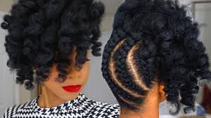 This hairstyle substitutes spikes for twists which look very neat, elegant and feminine. Simple Natural Hair Updos For Short Hair Novocom Top