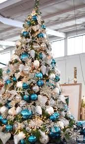 Petrol Blue And Ice White Turquoise Christmas Elegant Christmas Trees Peacock Christmas Tree