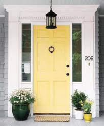 Gray house with yellow door. Pin By Susan Ward On Inspiring Architecture Painted Front Doors Yellow Doors Doors