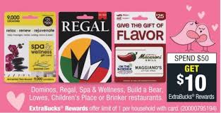 Using discounted gift cards is a great way to save. Expired Cvs Buy 50 Select Gift Cards Get 10 Extrabucks Rewards Lowe S Regal Brinker More Gc Galore