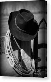 Cowboy Hat On Fence Post In Black And White Canvas Print Canvas Art By Paul Ward In 2021 Black Cowboy Hat Cowboy Hats Black And White Canvas