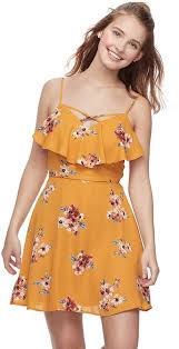 Juniors Trixxi Ruffled Floral Skater Dress Floral Skater Dress Cute Dresses For Party Dainty Dress