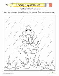 tracing diagonal lines complete the frog prince worksheet education com
