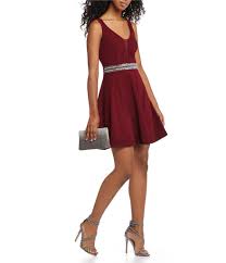 B Darlin Plunging Vneck Fitandflare Dress Dillards