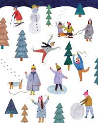 Winter Illustration Of Playing In The Snow Winter Illustration Christmas Illustration Holiday Illustrations