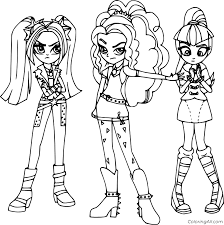 These black and white coloring pages for girls are free. Three Equestria Girls Coloring Page Coloringall