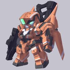 Aldnoah Zero Chibi Grey Background Kg 6 Sleipnir Mecha Mototaro No Humans Orange Color Mecha Anime Gundam Art Robot Illustration