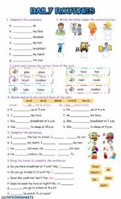 Daily Routines Interactive Worksheets