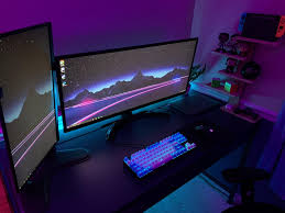 Hundreds of gaming keyboards blue. I Like Teal And Purple Gaming Desk Setup Teal Mood Board Setup Gaming