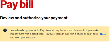 Not so if you use a debit card of authorize verizon to access your bank account directly. The End Of An Era Auto Pay Discount Removal For Paying With Credit Card Verizon