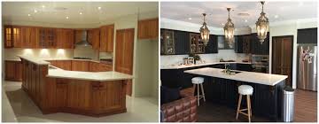 The kitchen remodel before and after details: Timber Kitchen Renovation Before And After Such A Great Transformation Two Pack Polyurethane Kitchen Respray Around The Home
