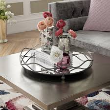 Large decorative serving tray for coffee table. Mirror Vanity Tray Decor Ideas Novocom Top
