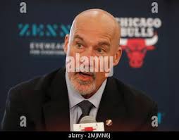Chicago Bulls executive vice president of basketball operations John Paxson  responds to a question about the team's two draft picks during an NBA  basketball news conference Monday, June 24, 2019, in Chicago. (