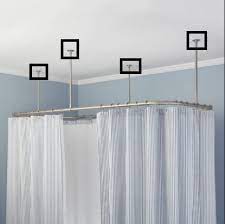 Spring rods can install without damaging the ceramic tiles, but over time they tend to slip out of place no matter how much tension is initially apply. Shower Curtains Without Drilling The Wall Family Life Toytown Germany