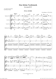 Mozart Eine Kleine Nachtmusik Sheet Music For Saxophone Quartet