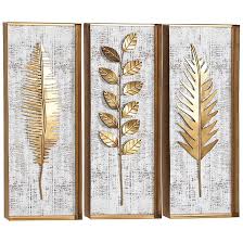 Natural 32 H Rectangular Wood And Metal 3 Piece Wall Art Set 61e08 Lamps Plus Metal Leaf Wall Art Leaf Wall Art Metal Wall Art