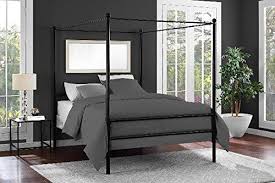 Mainstays Easy To Assemble Modern Design Full Size Sturdy Metal Frame Four Post Canopy Bed In Black Canopy Bed Frame Metal Canopy Bed Queen Size Bed Frames