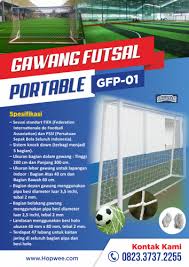 Selain rumput sintetis sebagai alas lapangan, maka hal kedua yang dibutuhkan adalah gawang mini soccer. Gawang Futsal Portable Hopwee