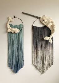 Black And White Macrame Wall Hanging Narwhal Macrame Wall Hanging Narwhal Hoop Art Sea Creatures Black And White Unique Nursery Decorating For Kids Kidsroom Gifts For Oceanlover In 2020 Macrame Patterns Macrame Wall Hanging Macrame Design