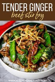 Spicy Ginger Beef Stir Fry Tender Beef Sirloin With Crispy Ginger Green Veg And A Simple But Tasty Chine In 2021 Beef Stir Fry Recipes Ginger Beef Beef Recipes Easy
