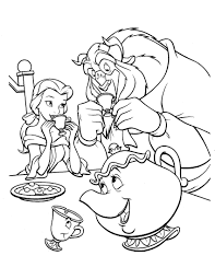 Beauty And The Beast Belle Eating Together Coloring Pages For Kids Cji Printable Beauty And The Cartoon Coloring Pages Rose Coloring Pages Cat Coloring Book