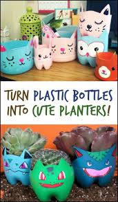 Looking For A Fun Way To Spend Time With Your Kids Make These Planters From Recycled Plastic Bottles With Them Ha Crafts Plastic Crafts Plastic Bottle Crafts