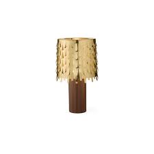 Can be used as console and game table. Jackfruit Table Lamp In Polished Brass And Wood