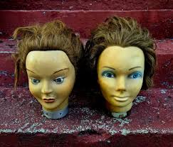 2 Vintage Cosmetology Mannequin Heads