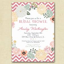 Vintage Flower Wreath And Pink Chevron Bridal Shower Invite Bridal Shower Invitation Cards Bridal Shower Invitations Templates Bridal Shower Invitation Wording